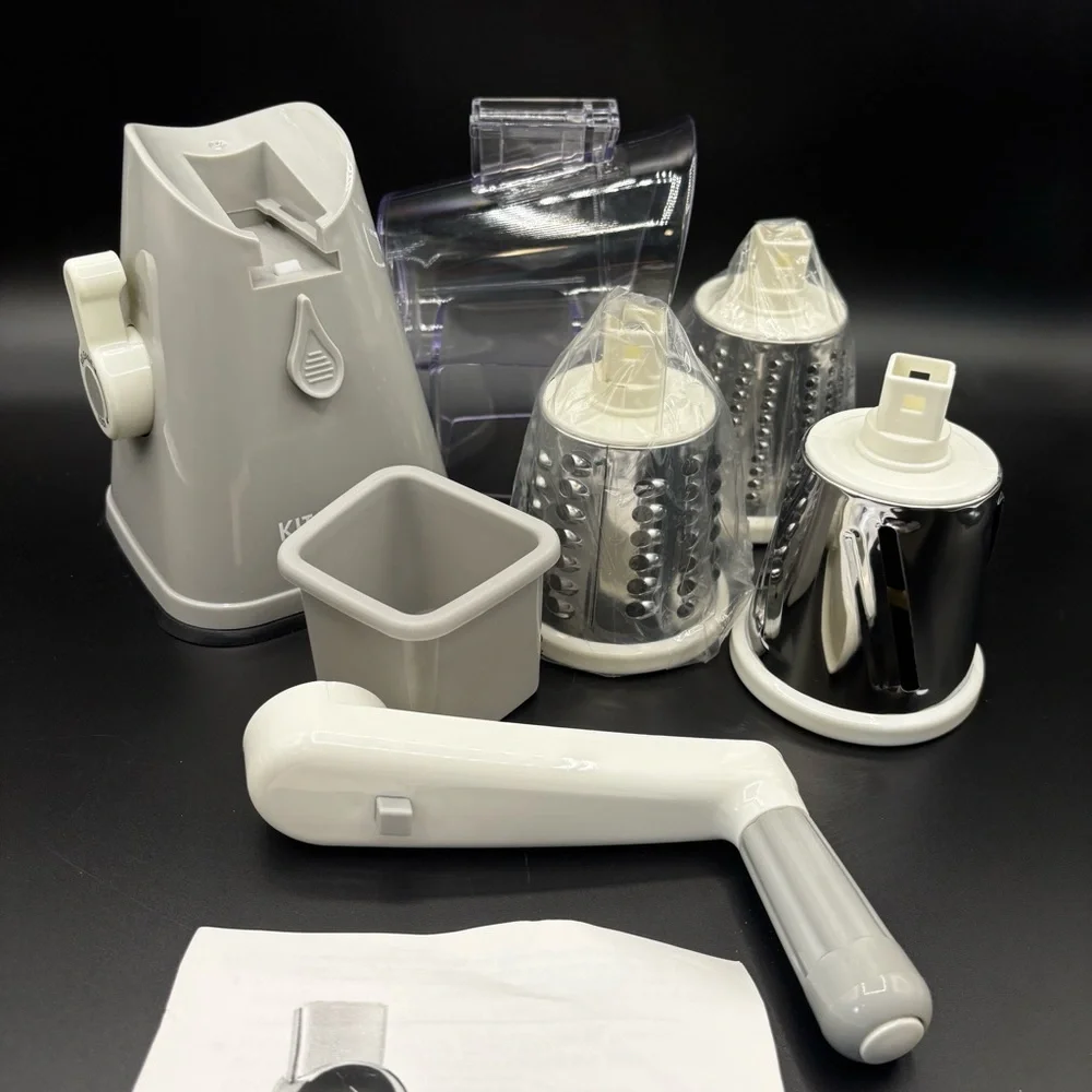 KITCHEN HQ Speed Drum‎ Grater Gray Stainless Steel Gadget 3 Blades